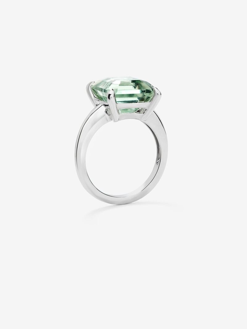 925 silver cocktail ring with green amethyst in octagonal cut image number 4
