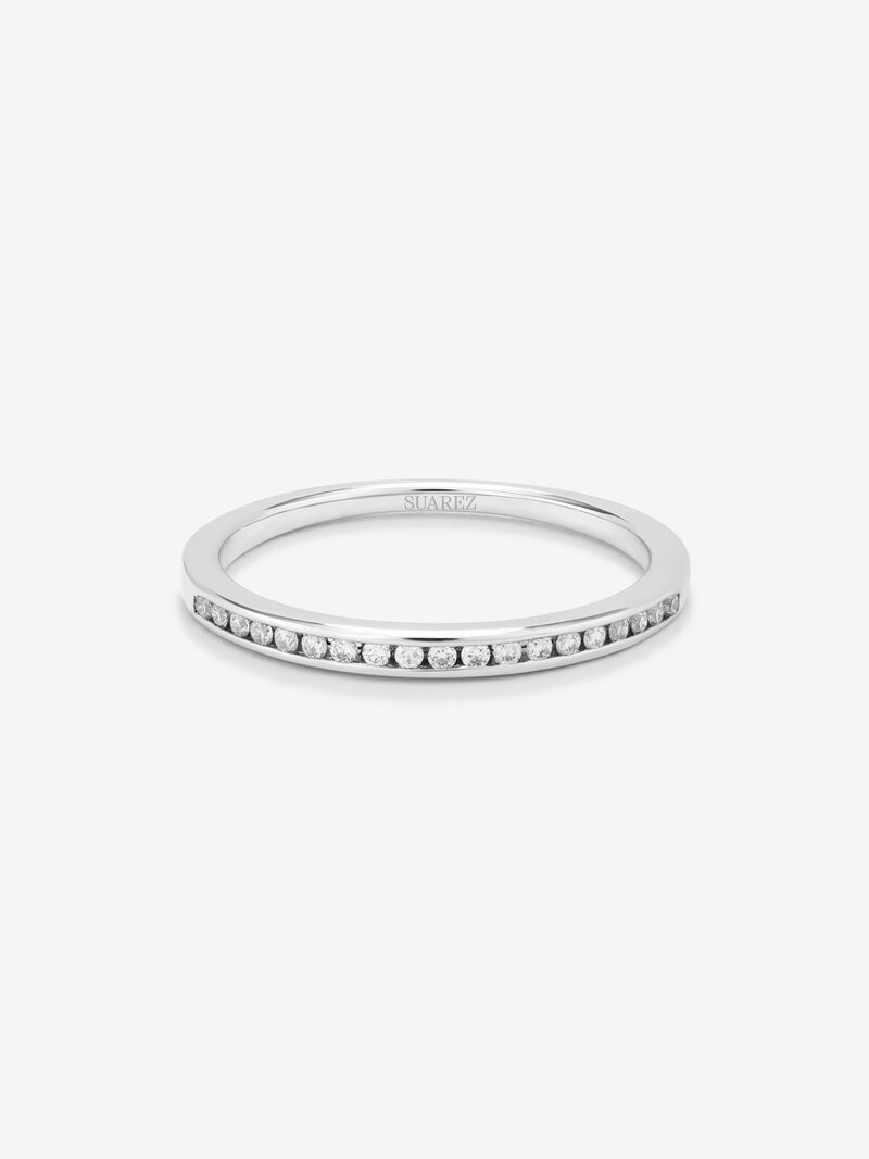 Half band engagement ring in 18K white gold with diamonds on band 0.10ct image number 2
