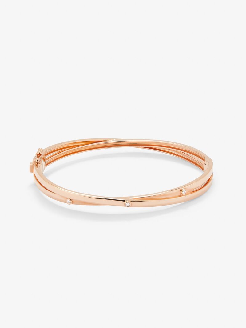 Rigid 18K rose gold bracelet with 3 brilliant-cut diamonds with a total of 0.04 cts image number 0