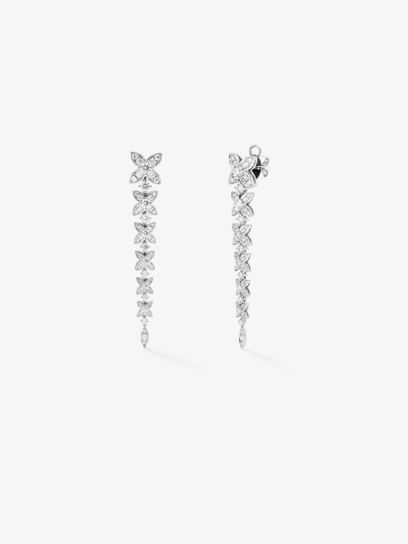 18K white gold earrings with white diamonds in 2.48 cts image number 0