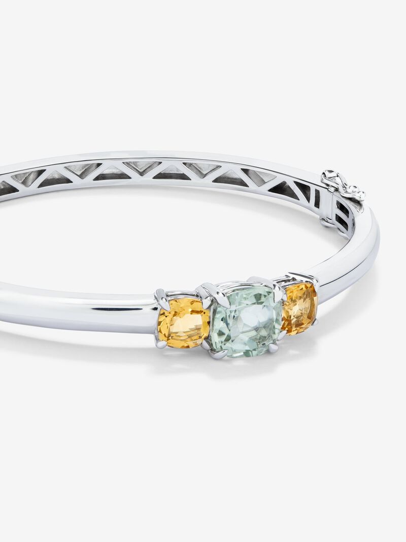 925 silver bracelet with green amethist in 2.47 cts and citrines in 1.62 CTS Cushion size Cushion image number 2