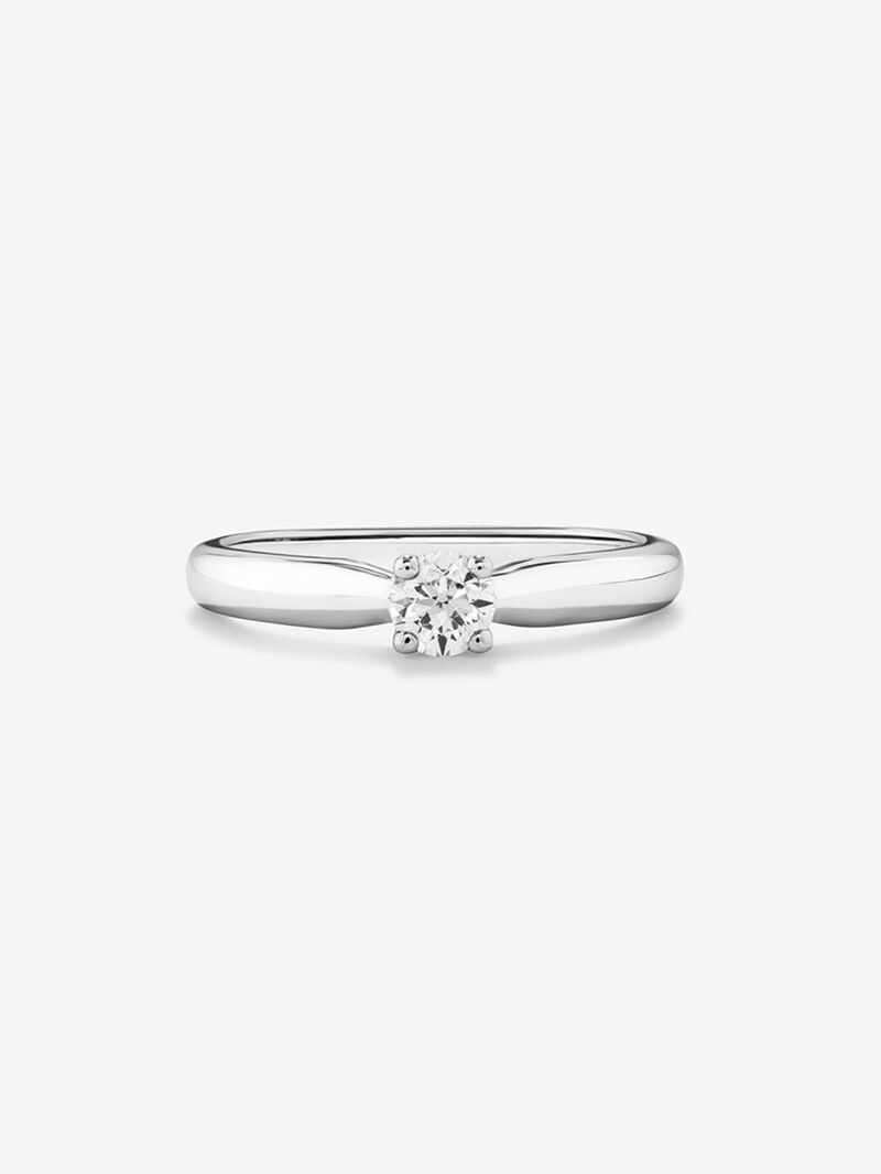 18K white gold solitaire ring with 0.15 ct brilliant cut diamond image number 1