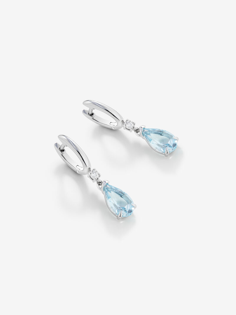 Long silver earrings with sky topaz image number 6