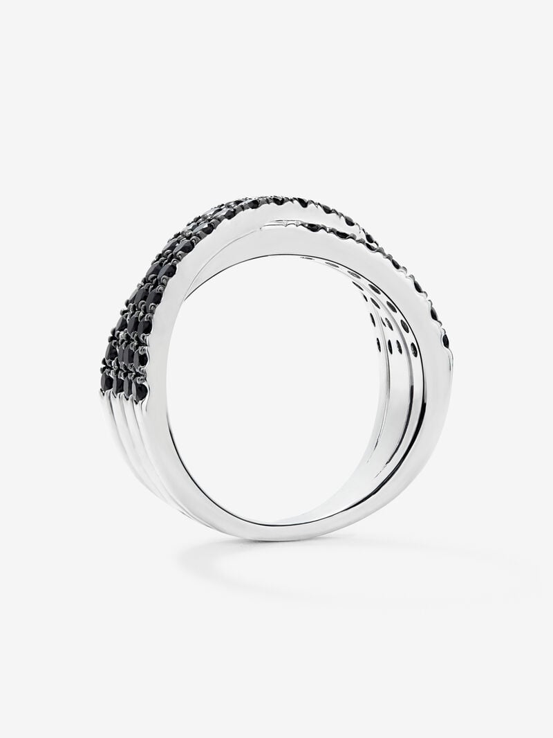925 silver cross ring with brilliant-cut black spinels image number 2