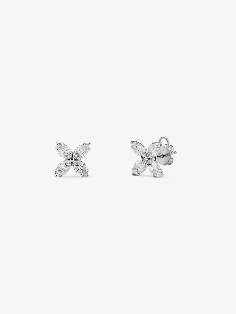 18K white gold button earrings with 0.86 ct diamonds image number 0