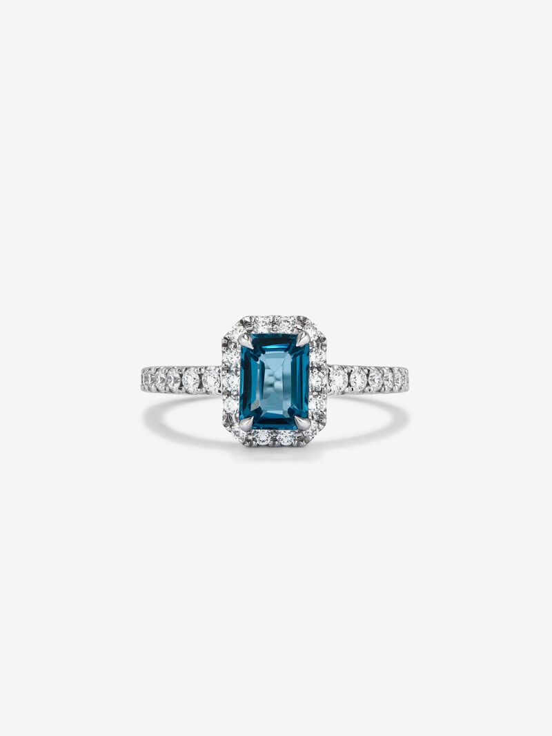 18K White Gold Wave Ring with Topaz image number 2