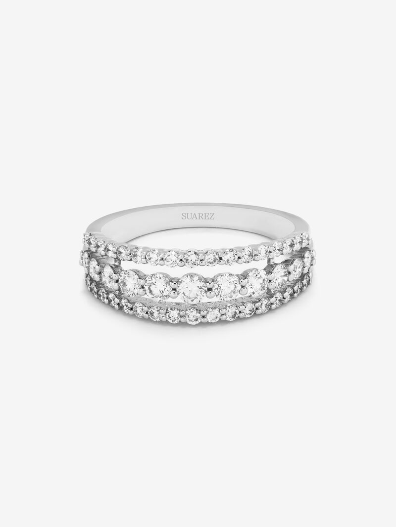 18K white gold triple ring with 45 brilliant-cut diamonds with a total of 0.93 cts image number 2