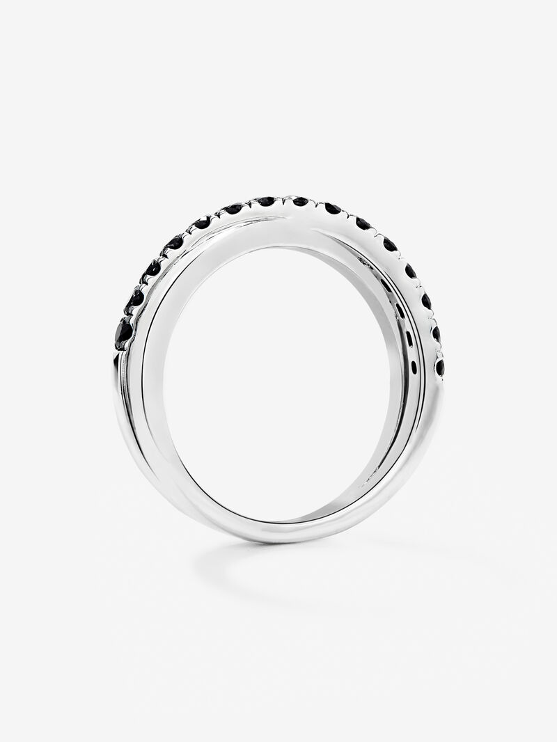 925 silver cross ring with 15 brilliant-cut black spinels image number 4