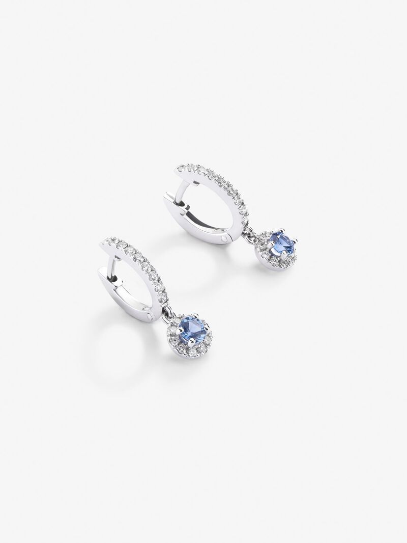 18K white gold hoop earrings with 38 brilliant-cut diamonds with a total of 0.29 cts and 2 brilliant-cut blue sapphires with a total of 0.37 cts image number 5