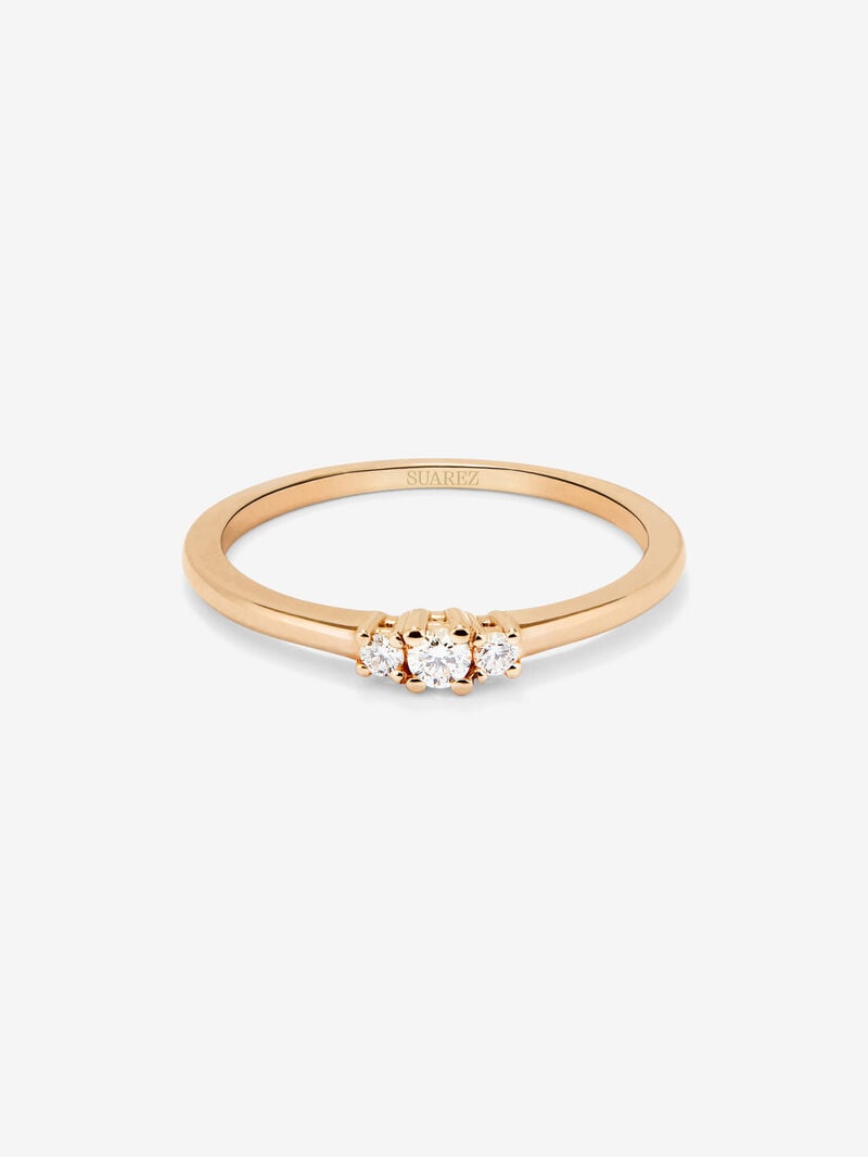 18K rose gold ring with 3 brilliant-cut diamonds with a total of 0.11 cts image number 2