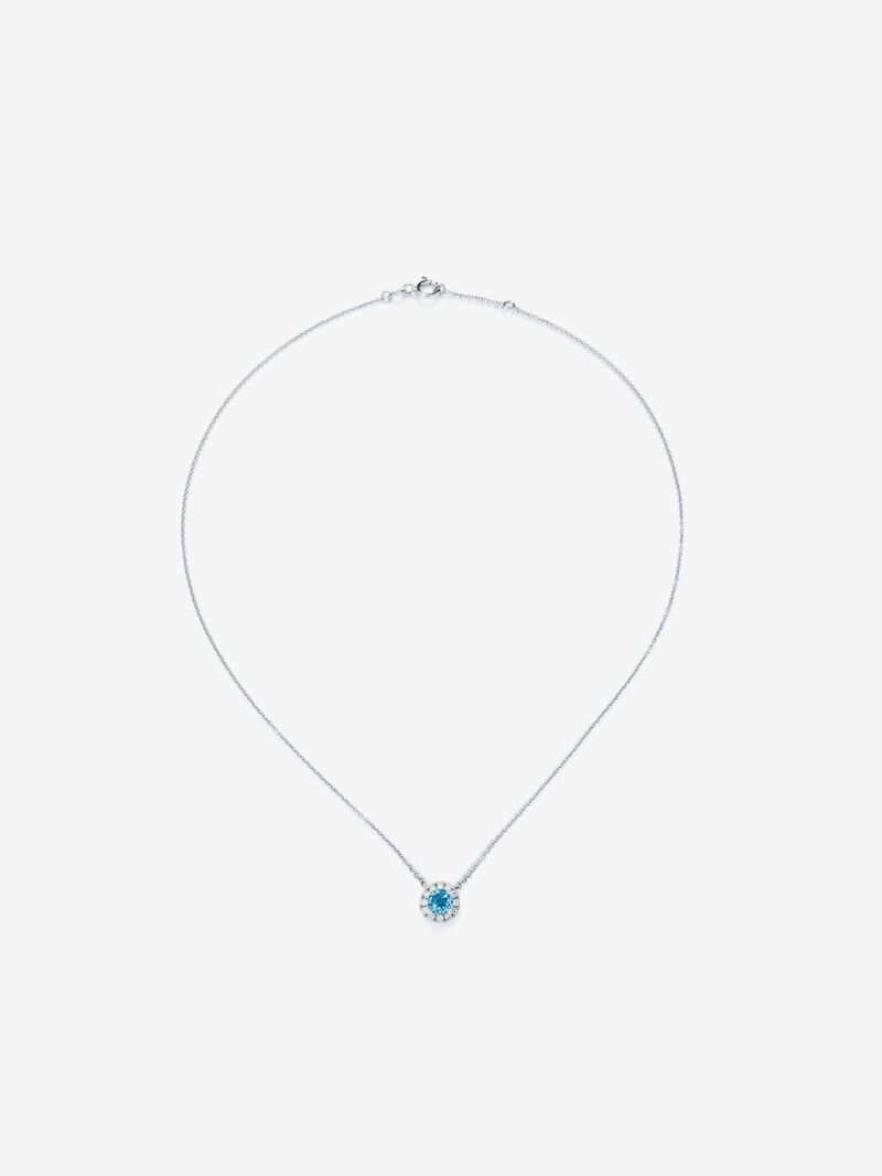 18K white gold pendant with blue swiss topaz 0.63 cts and 0.13 cts diamonds image number 0