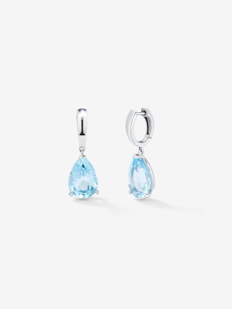 925 Silver hoop earrings with hanging topaz image number 0