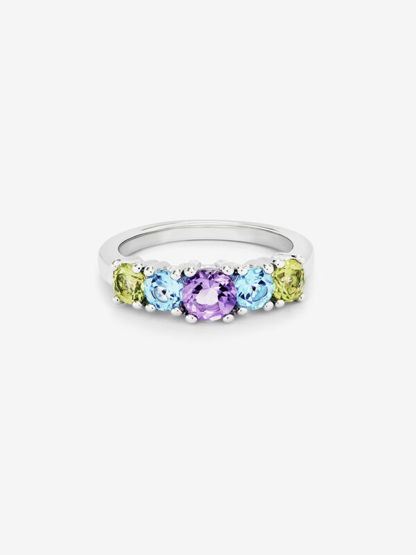 Anillo cinquillo de plata con piedras multicolor, SO21111-AGPETPSWAM_V