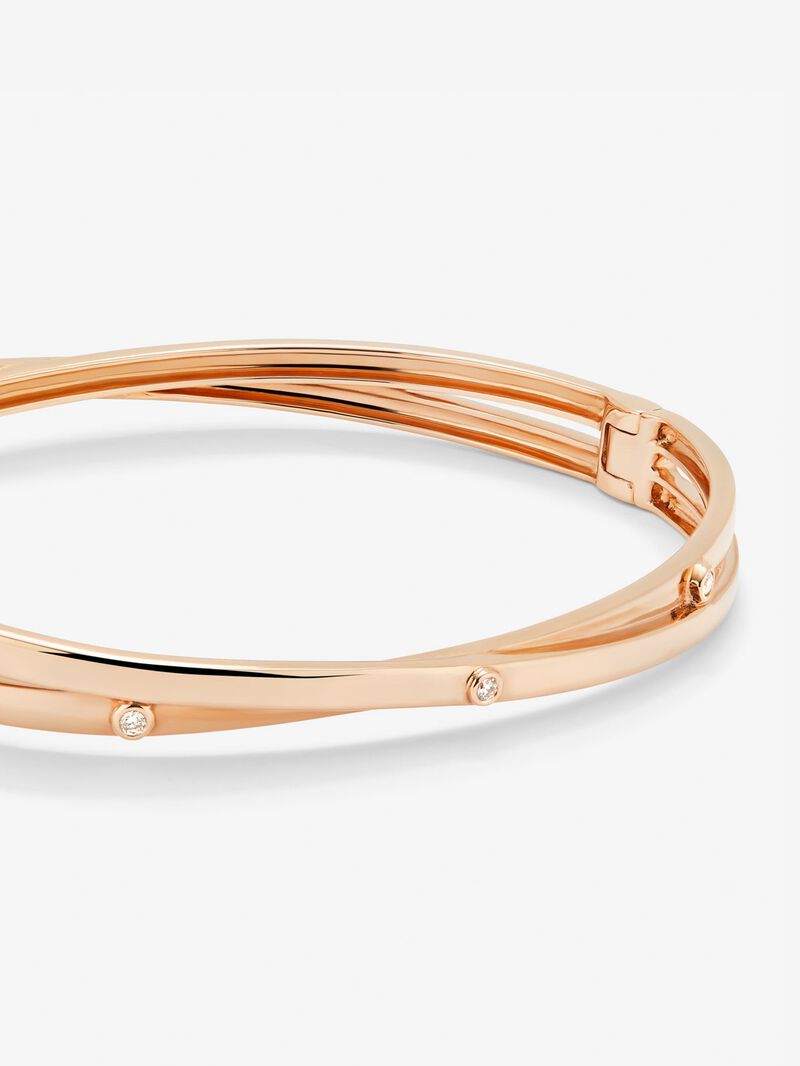 Rigid 18K rose gold bracelet with 3 brilliant-cut diamonds with a total of 0.04 cts image number 2