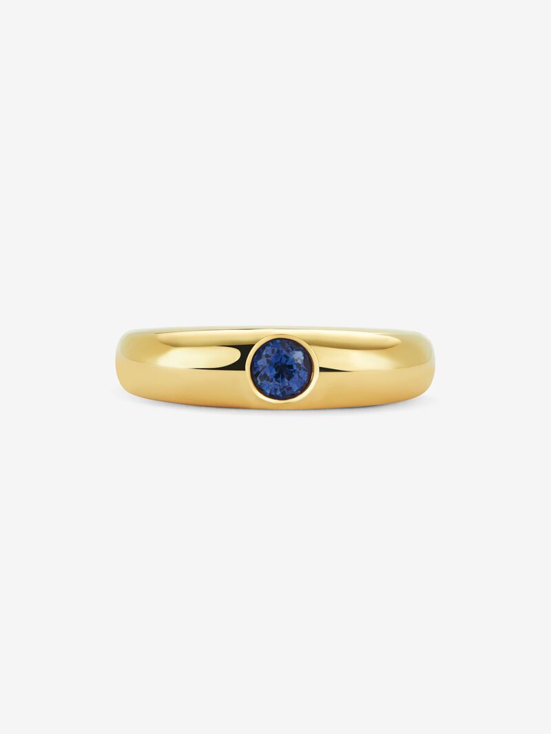 18K yellow gold ring with 0.29 ct brilliant-cut blue sapphire image number 2