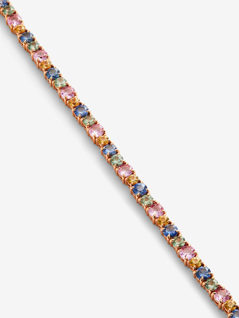 18K rose gold bracelet with 46 brilliant-cut multicolor sapphires image number 2