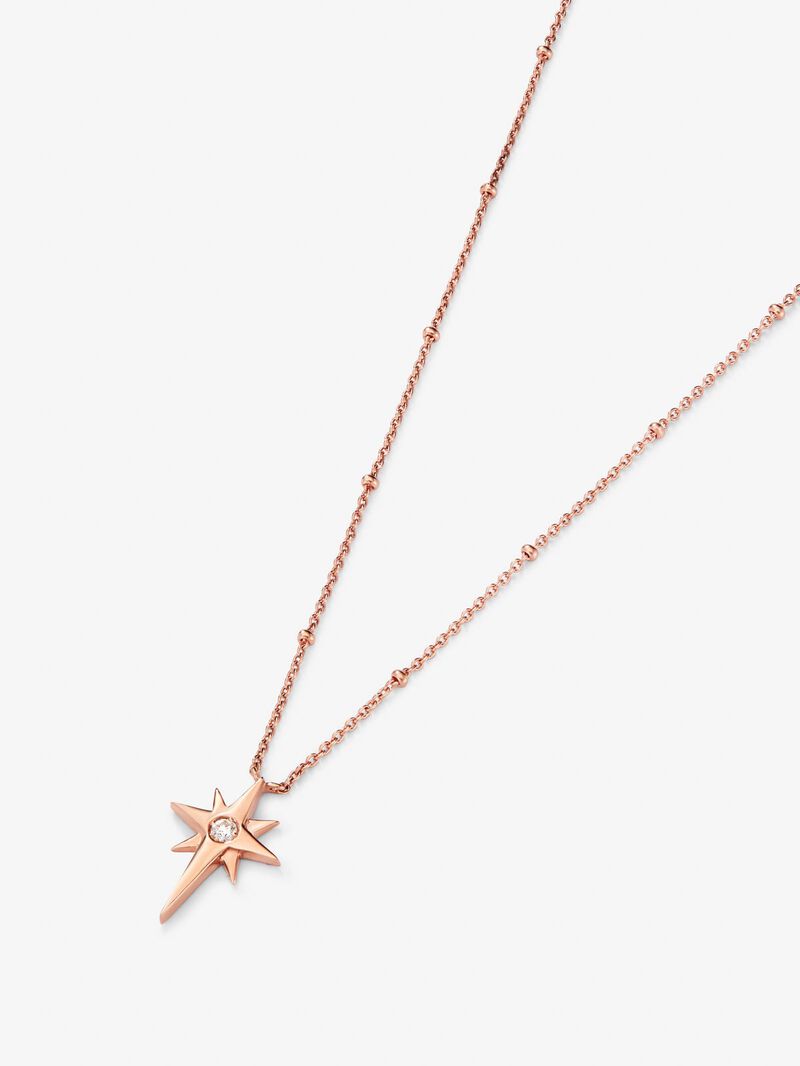 Pendant chain with 18K rose gold star with diamond. image number 2