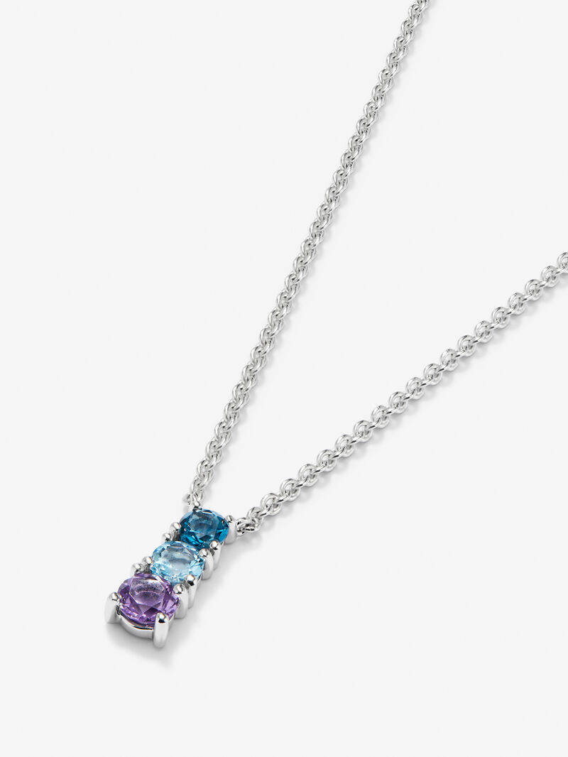 925 silver pendant with London blue topaz, Swiss blue topaz and brilliant-cut purple amethyst image number 3