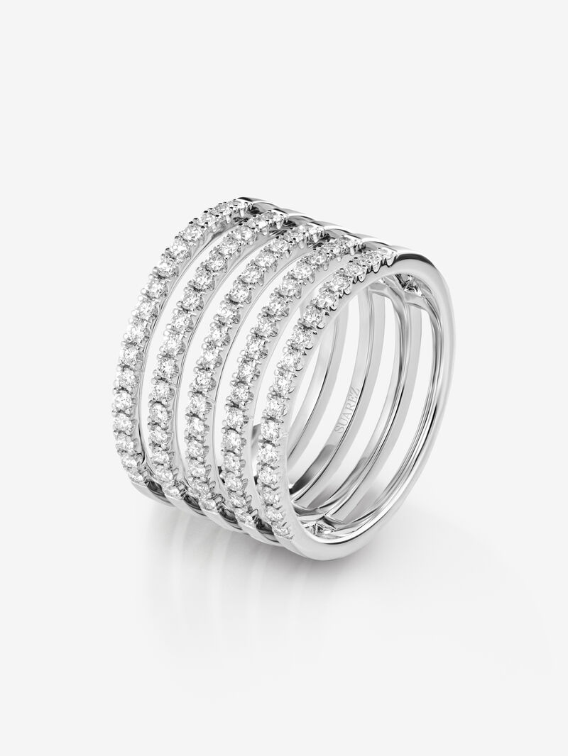 18K white gold multi-arm ring with 80 brilliant-cut diamonds with a total of 0.8 cts image number 0