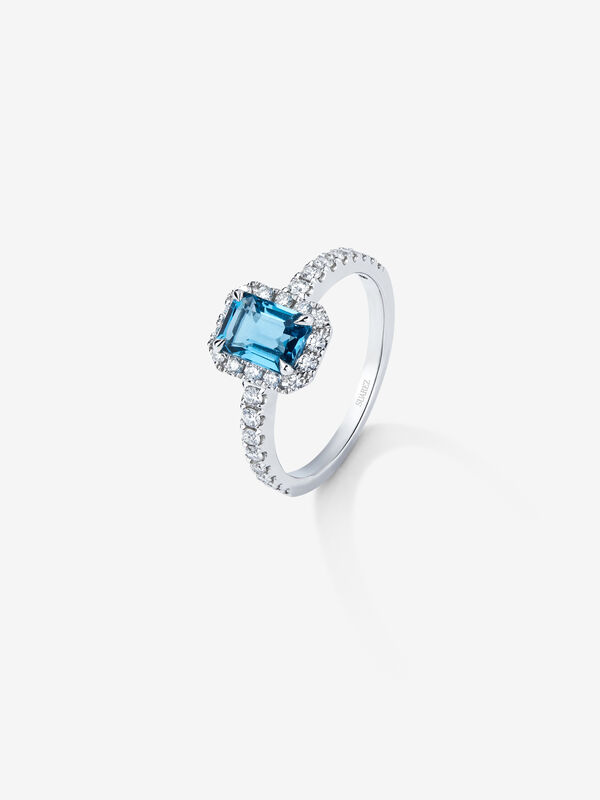 18 kt white gold ring with London blue topaz and diamonds, SO21054-OBDTPLN7X5_V