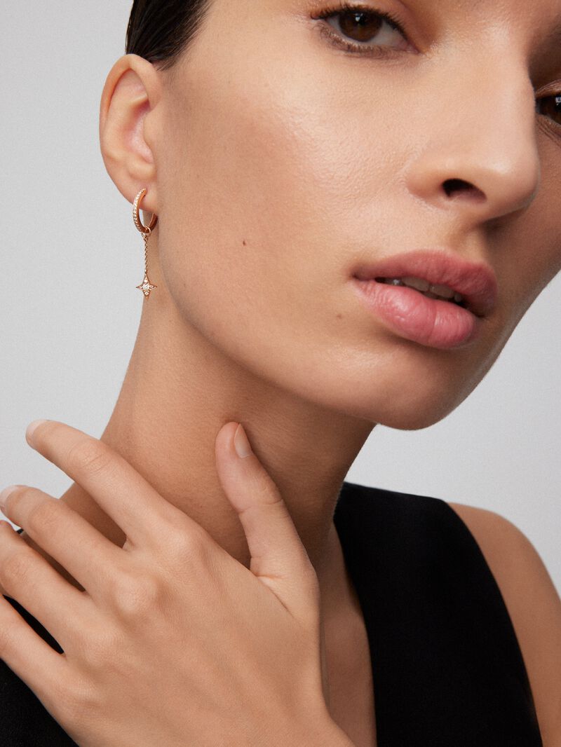 Individual 18K rose gold earring with 20 brilliant-cut diamonds with a total of 0.13 cts image number 3
