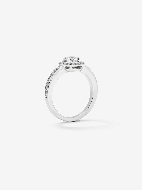 Anillo de compromiso de oro blanco de 18kt con diamante central D-VVS2 de 0,40cts y diamantes, SL20005-00D040/DVVS2_V