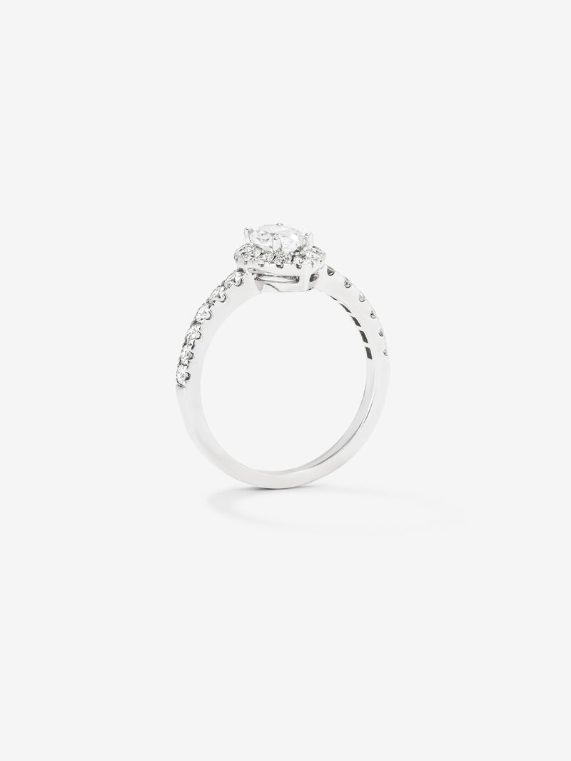 18K white gold ring with marquise cut diamond of 0.56 cts and 34 brilliant cut diamonds with a total of 0.38 cts image number 4