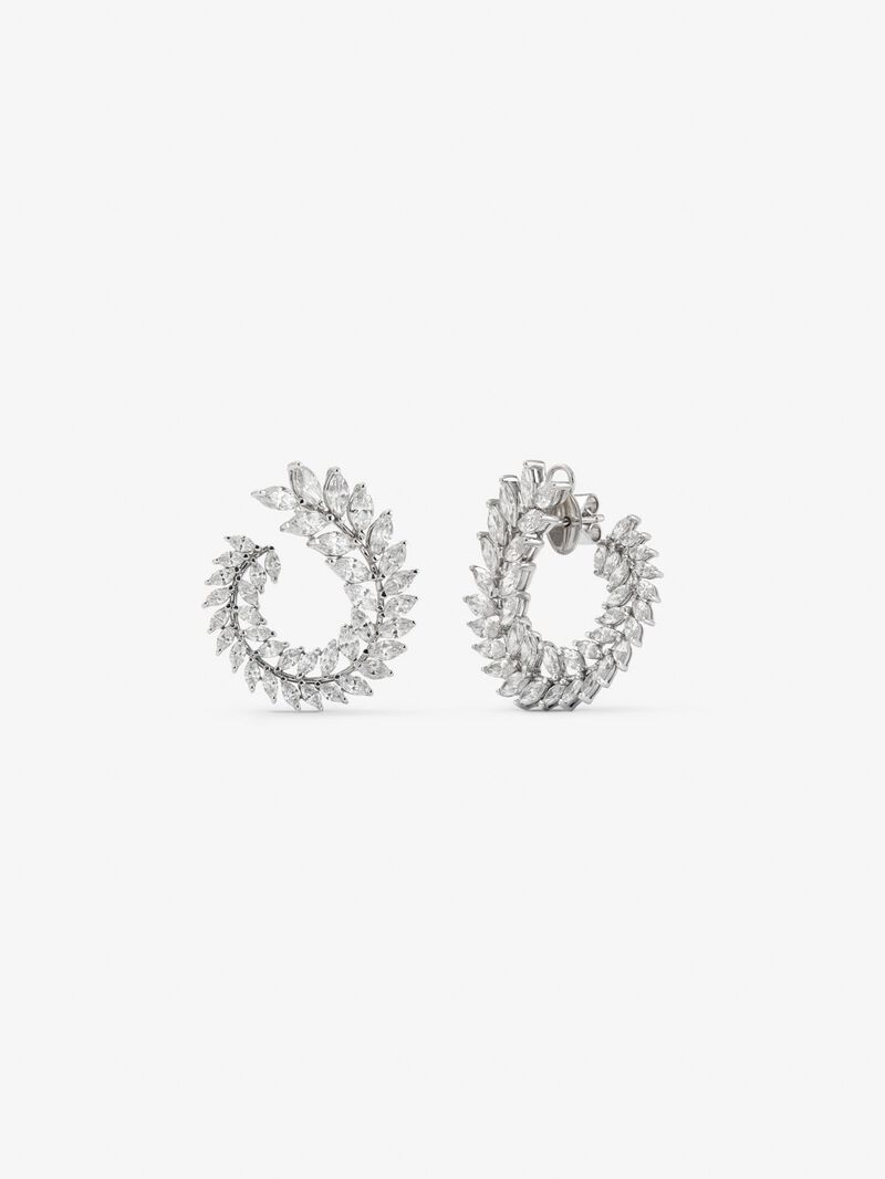18K white gold open hoop earrings with 78 marquise-cut diamonds with a total of 7.52 cts image number 0