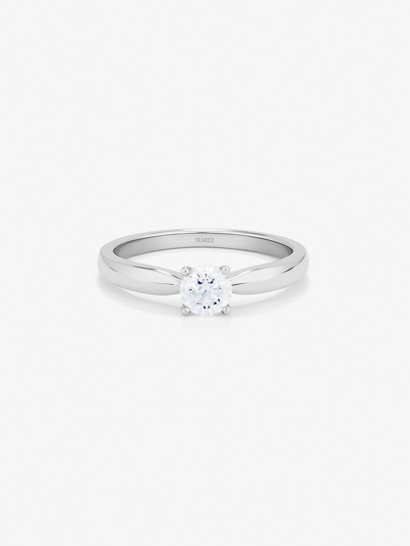 18K white gold solitaire engagement ring with diamond image number 1