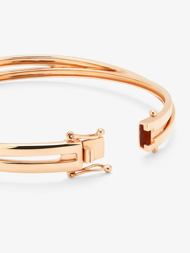 Rigid 18K rose gold bracelet with 3 brilliant-cut diamonds with a total of 0.04 cts image number 3