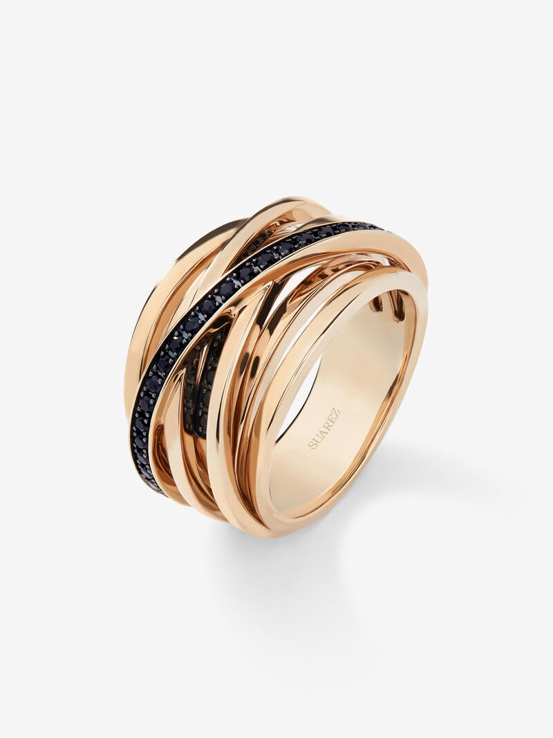 Wide multi-arm 18K rose gold ring with spinels image number 0