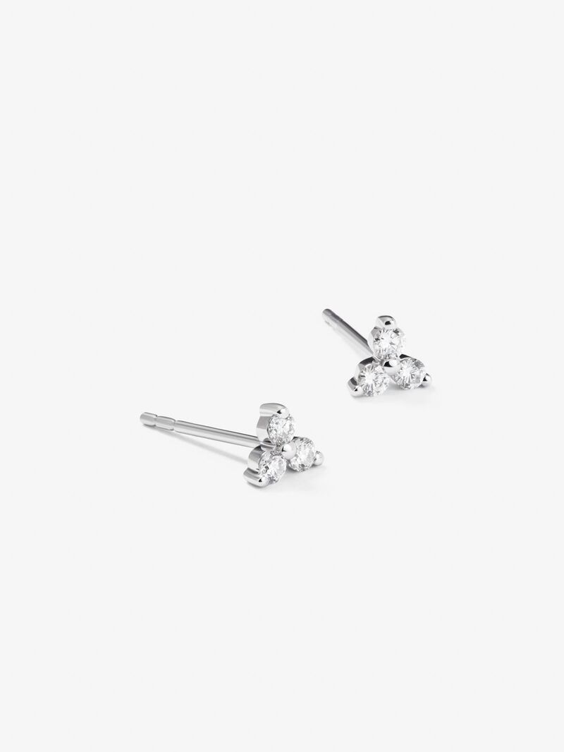 18K white gold earrings with white diamonds of 0.18 cts image number 2