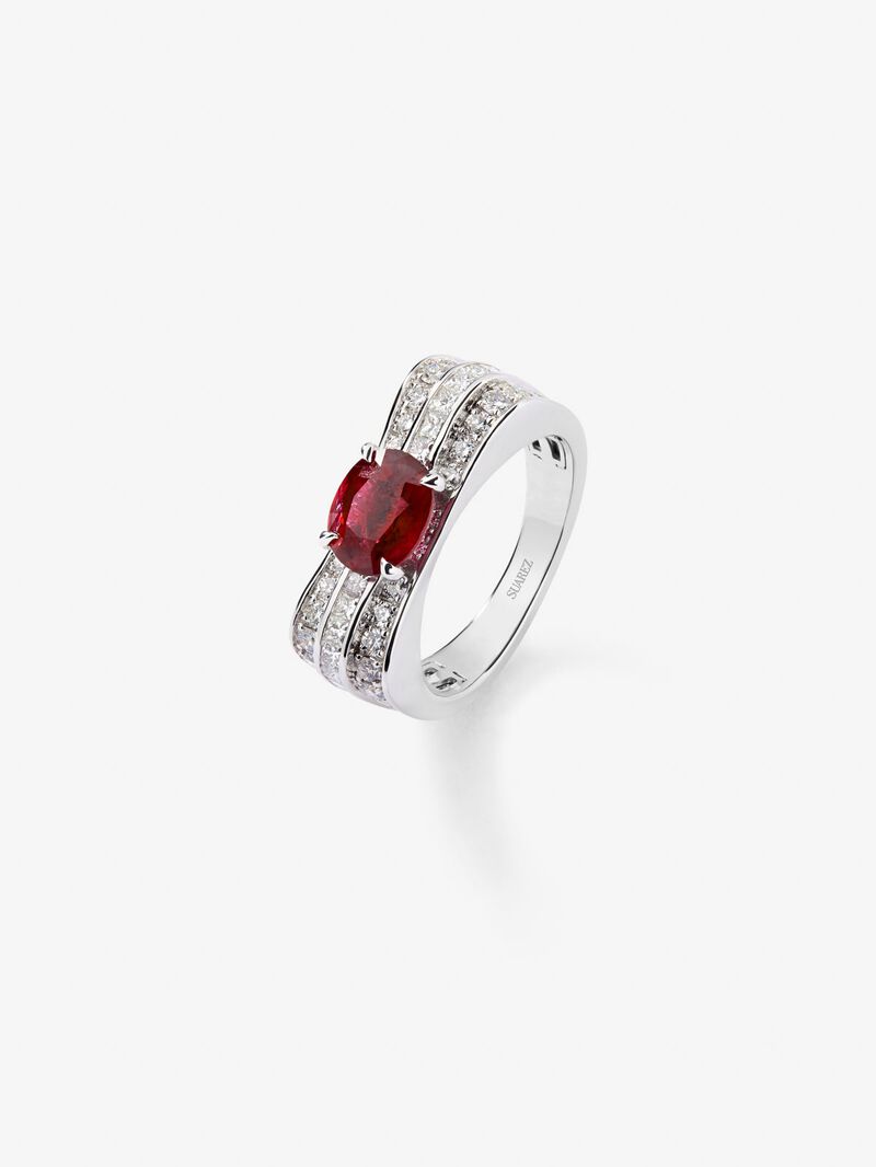 18K White Gold Ring with Red Pigeon Blod Rub image number 0