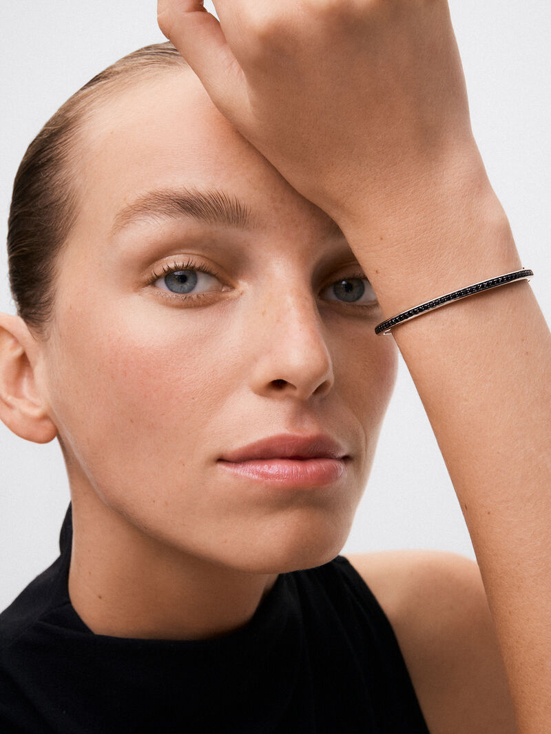 925 Silver rigid bracelet with spinels image number 1