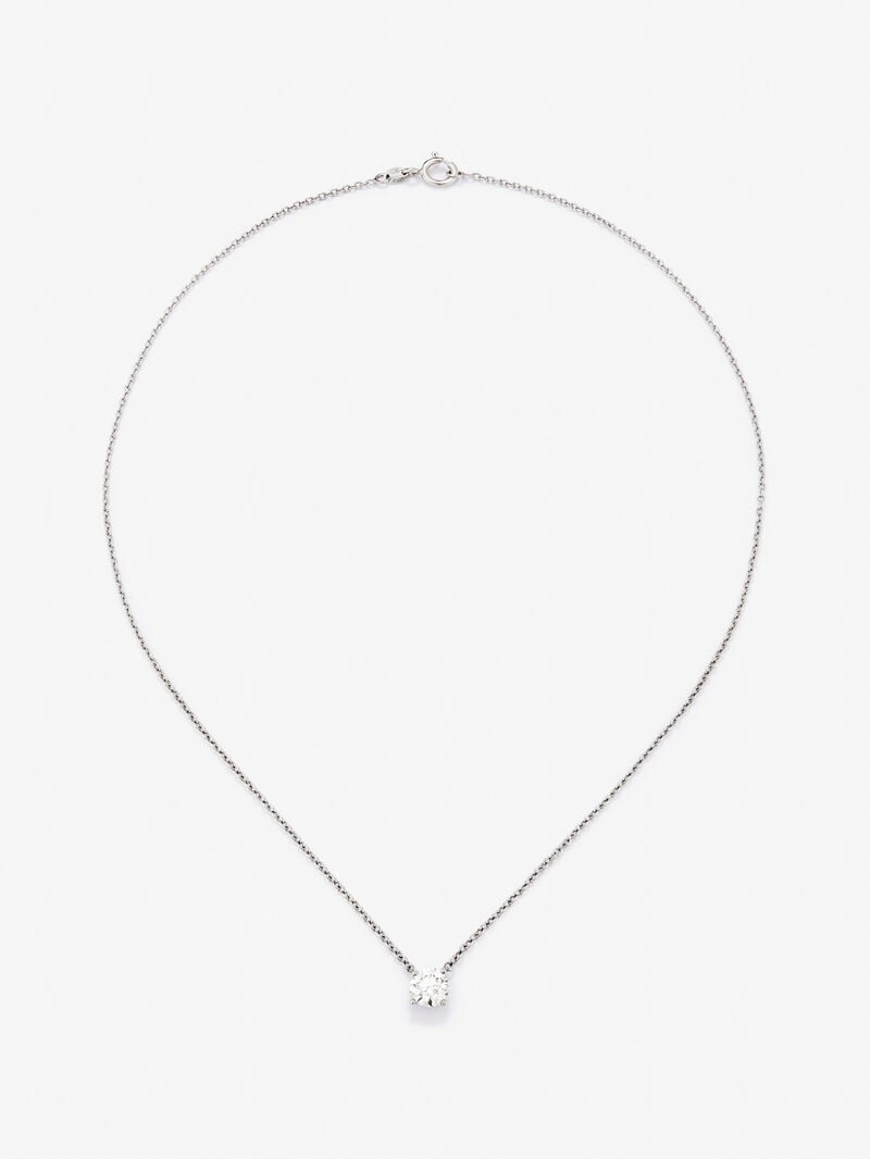 18K white gold necklace with a 1-carat brilliant-cut diamond image number 0