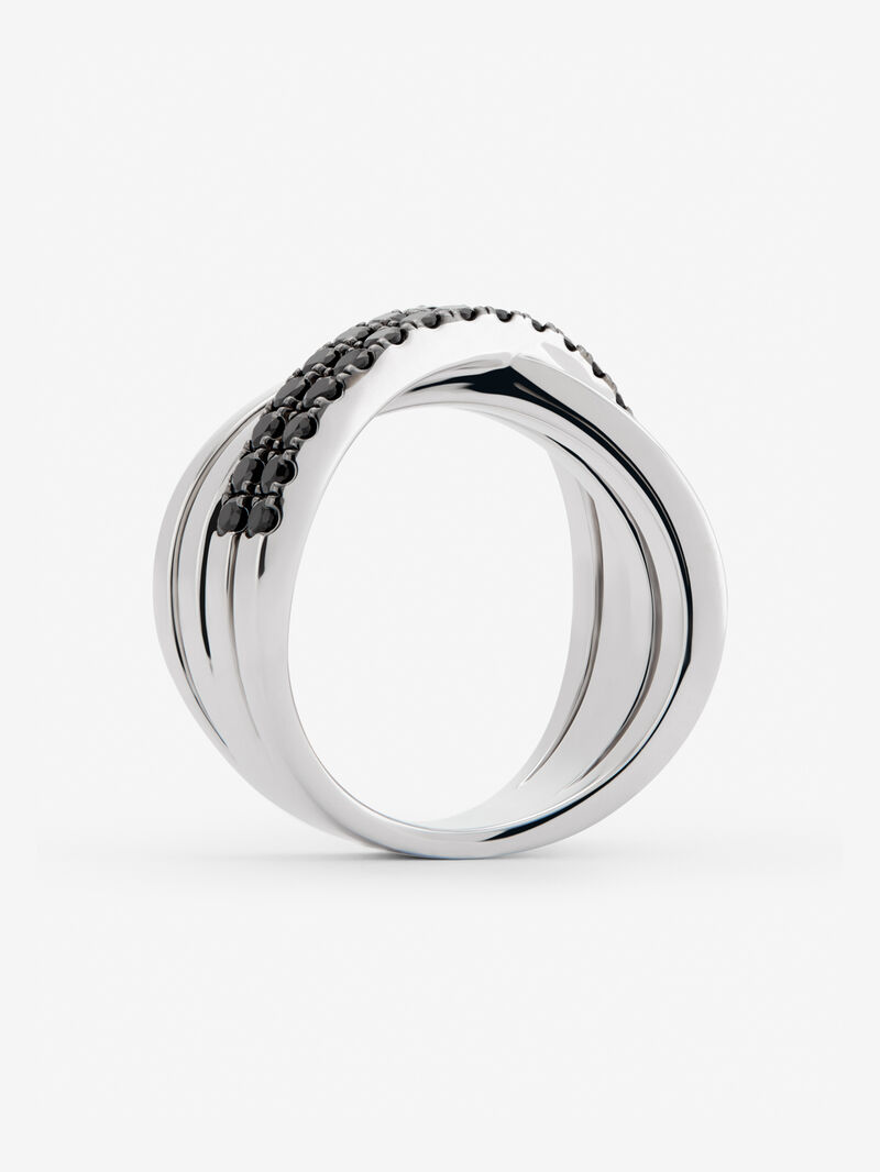 Cross multi-arm ring in 925 silver with 36 brilliant-cut black spinels with a total of 0.36 cts image number 5