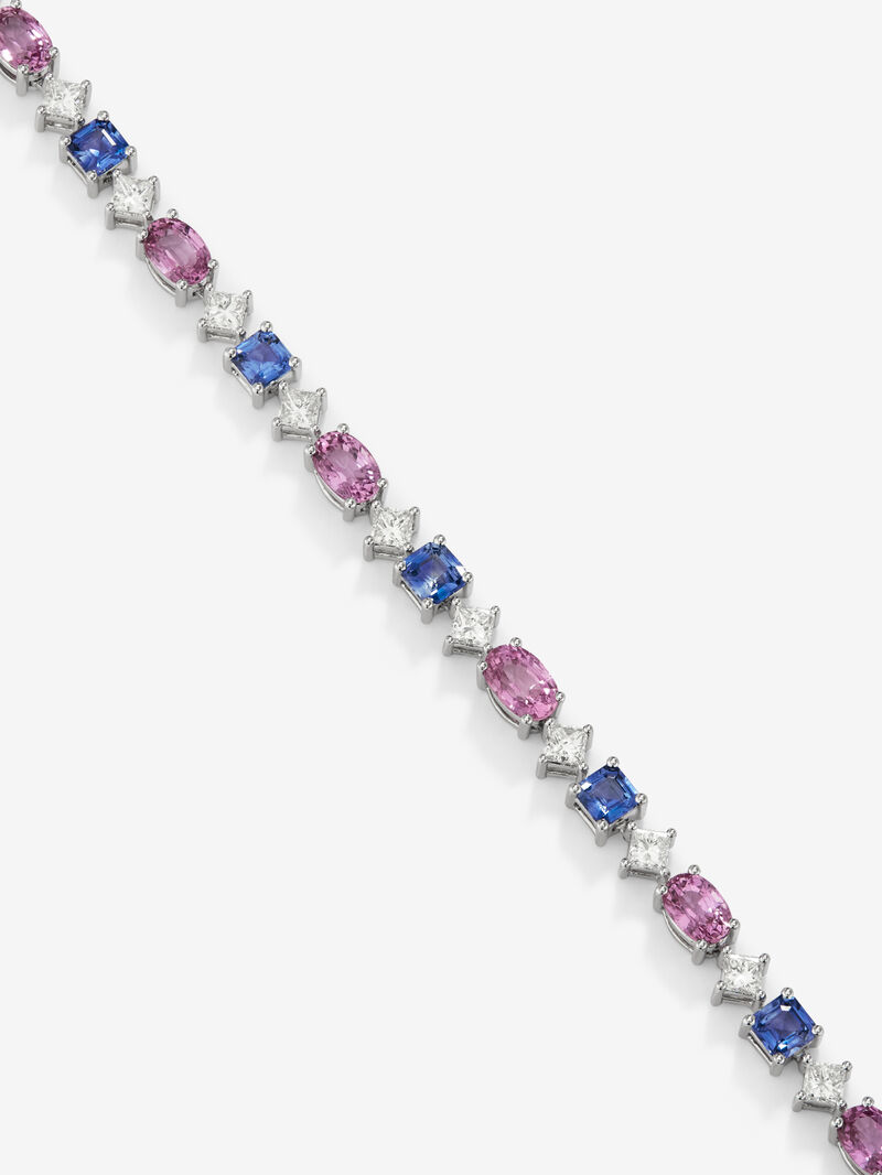 18K White Gold Rivière Collar with Azules Blue Saids in 7.54 cts, 14.88 cts and white diamonds in 6,16 cts image number 2