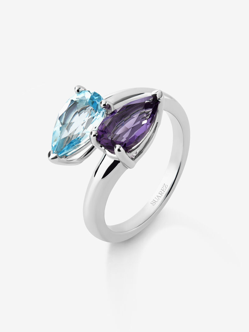 You and I of Silver with Piedras Amratista Morada and Topacio Azul Sky image number 0