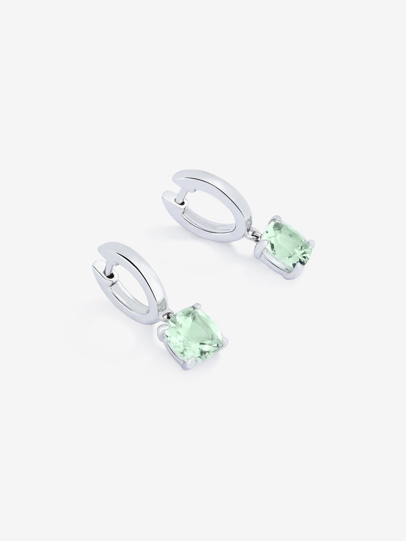 925 Silver hoop earrings with hanging green amethyst image number 2