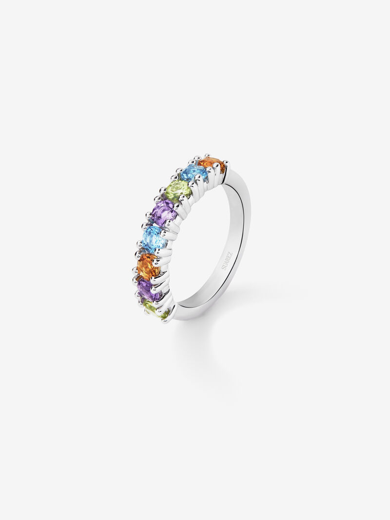 Half Alliance Silver 925 Ring with Multicolor Gems image number 0