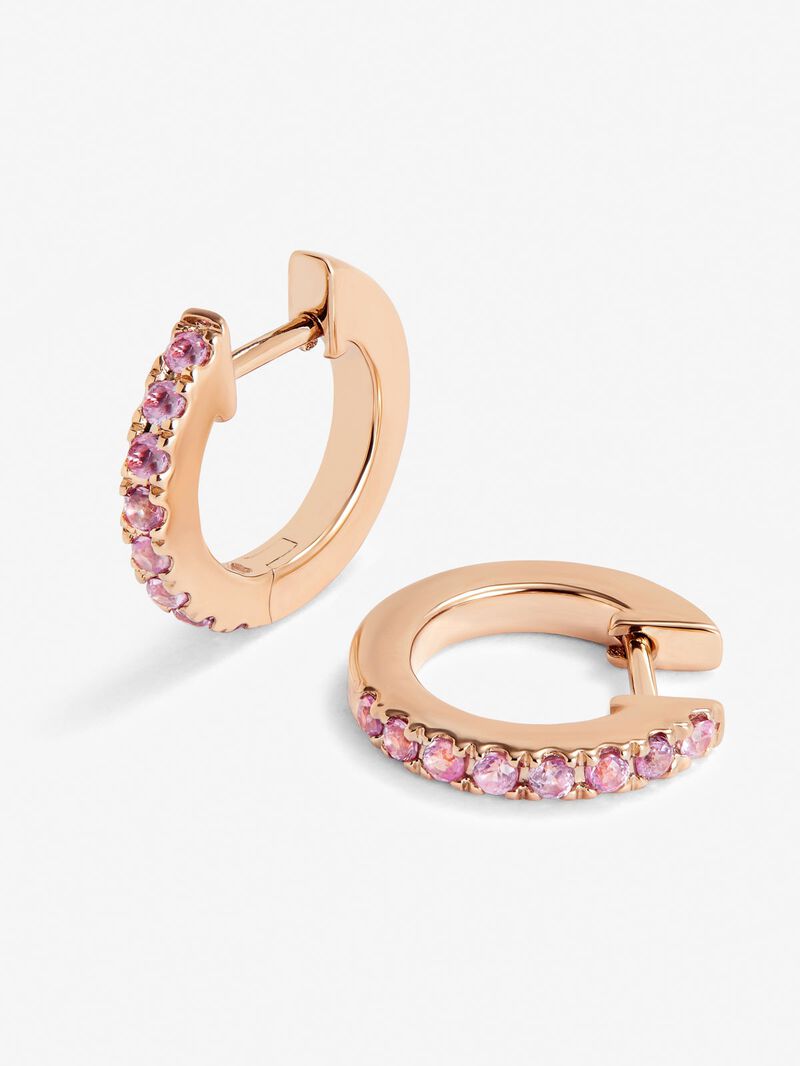18K rose gold hoop earrings with 16 brilliant-cut pink sapphires with a total of 0.23 cts image number 2