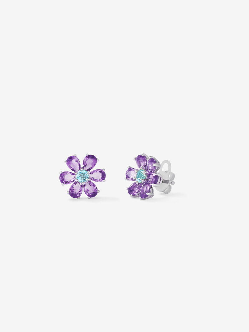 Silver Flower 925 with Topacio and Amatista image number 0