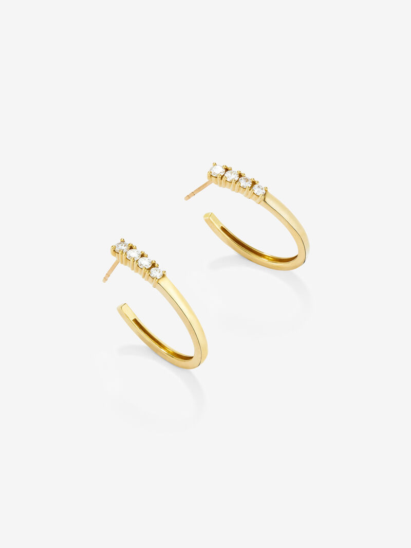18k yellow gold hoop earrings with 0.5 cts diamonds. image number 2