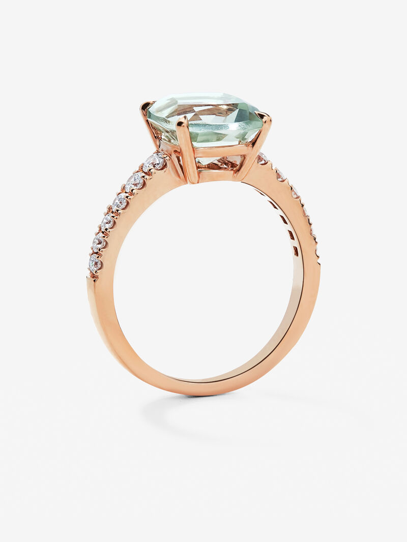 18K rose gold ring with cushion-cut green amethyst of 2.68 cts and 12 brilliant-cut diamonds with a total of 0.29 cts image number 4