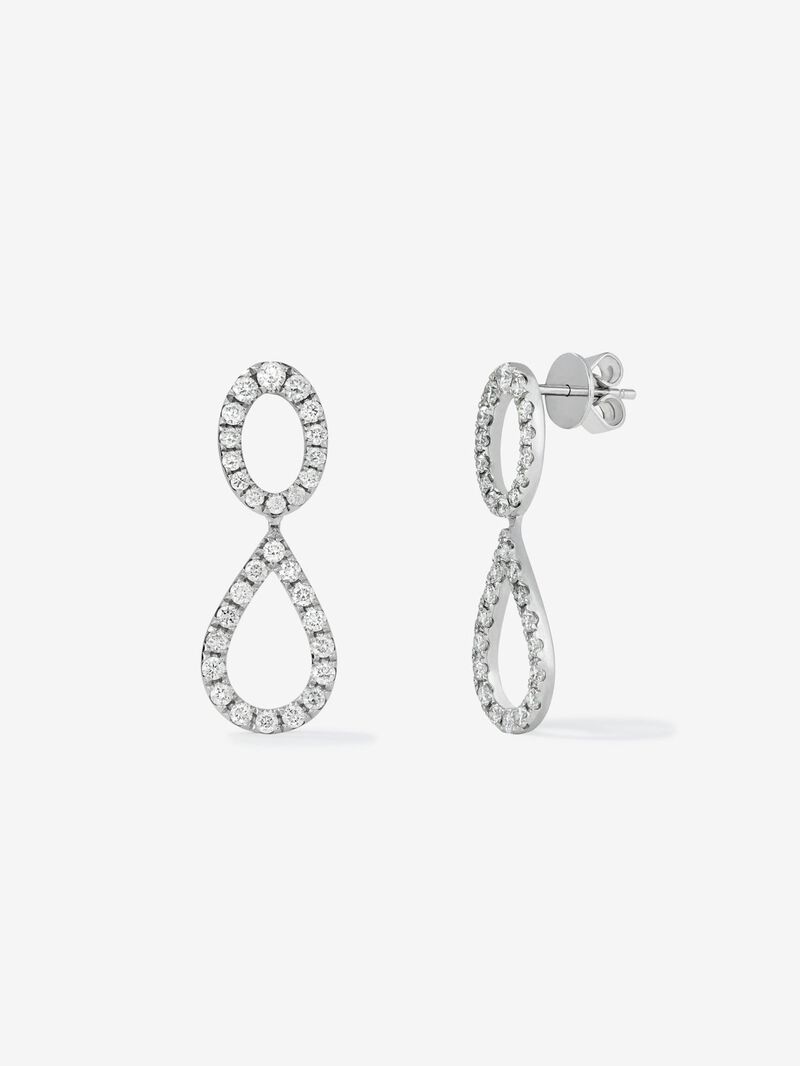 Oval double hoop earrings in 18kt white gold with diamonds image number 0