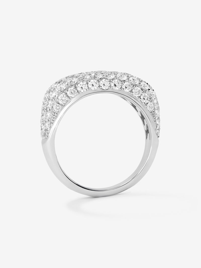 18K White Gold Ring with white diamond pavement in 1.6 cts bright size image number 4