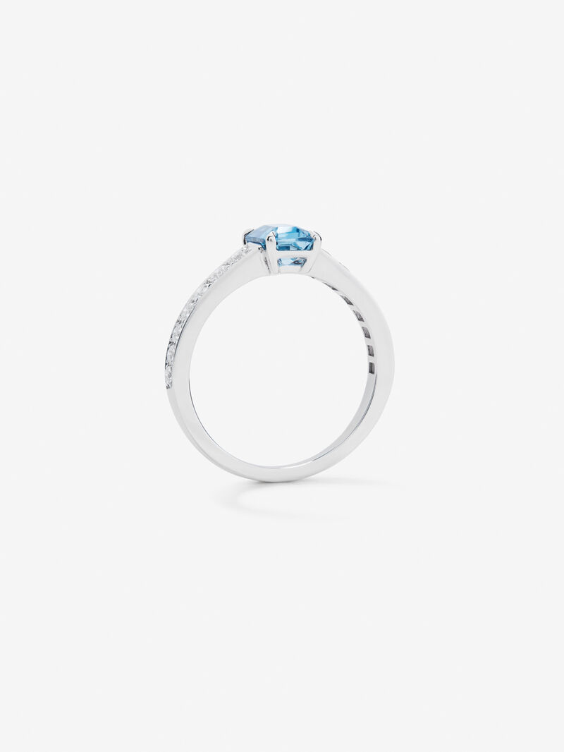 18K White Gold Solitaire Ring with Topaz and Diamond image number 4