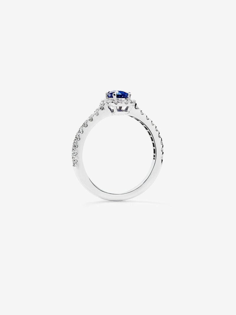 18K White Gold Ring with Blue Zafiro in 0.6 cts and white diamonds in a brilliant 0.39 cts image number 2