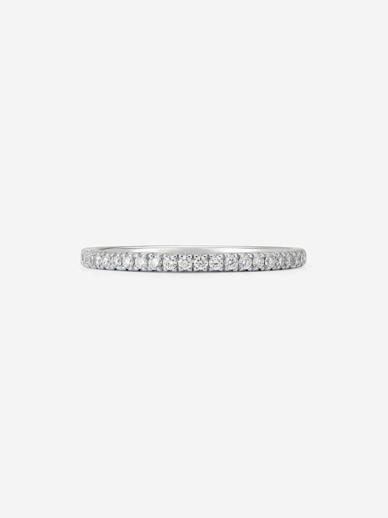 Half wedding band in 18K white gold with brilliant-cut pavé diamonds with a total of 0.15 cts image number 1