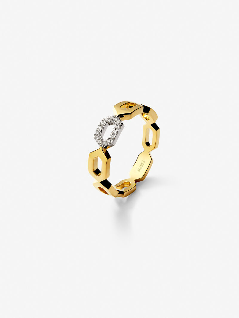 Anillo de oro amarillo de 18K con diamantes blancos en talla brillante de 0,06 cts image number 0